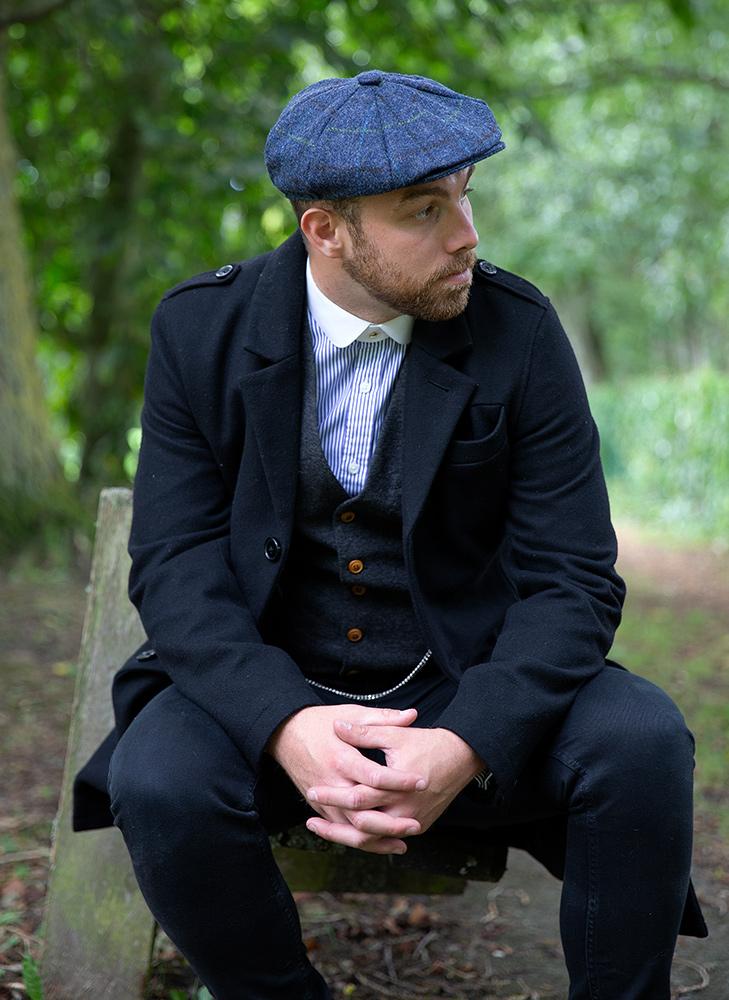 Men's Abraham Moon Check Tweed Newsboy Cap - Image 3