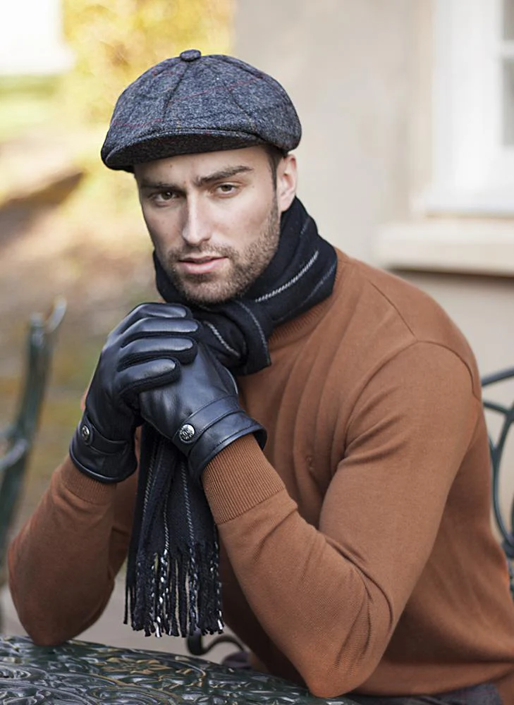 Men's Abraham Moon Check Tweed Newsboy Cap - Image 5