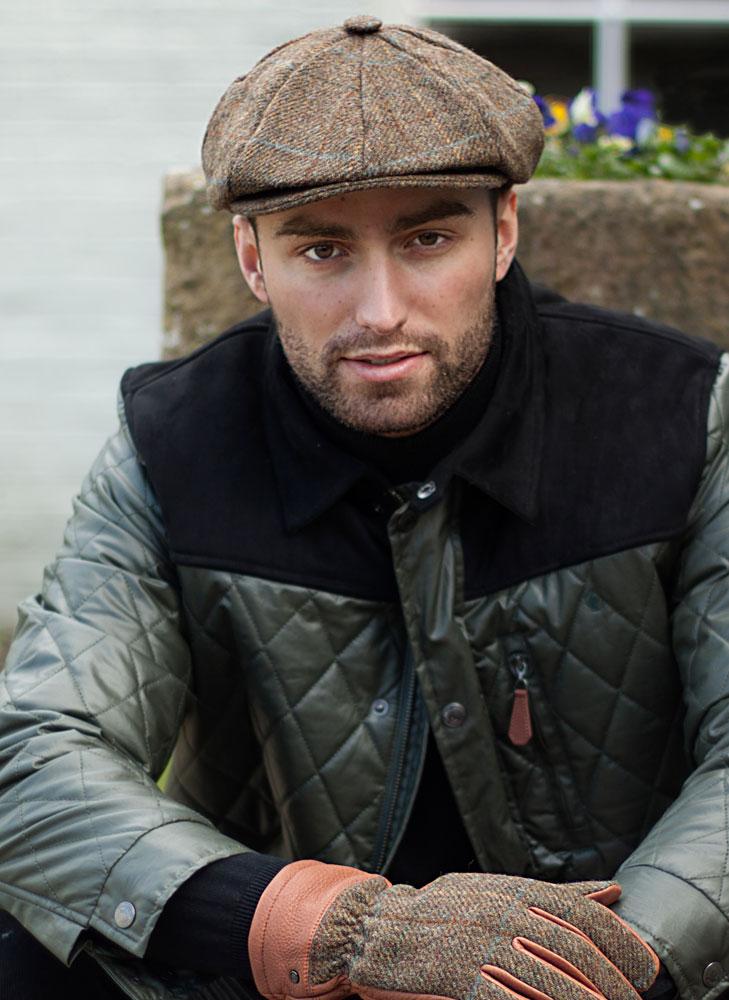 Men's Abraham Moon Check Tweed Newsboy Cap - Image 7