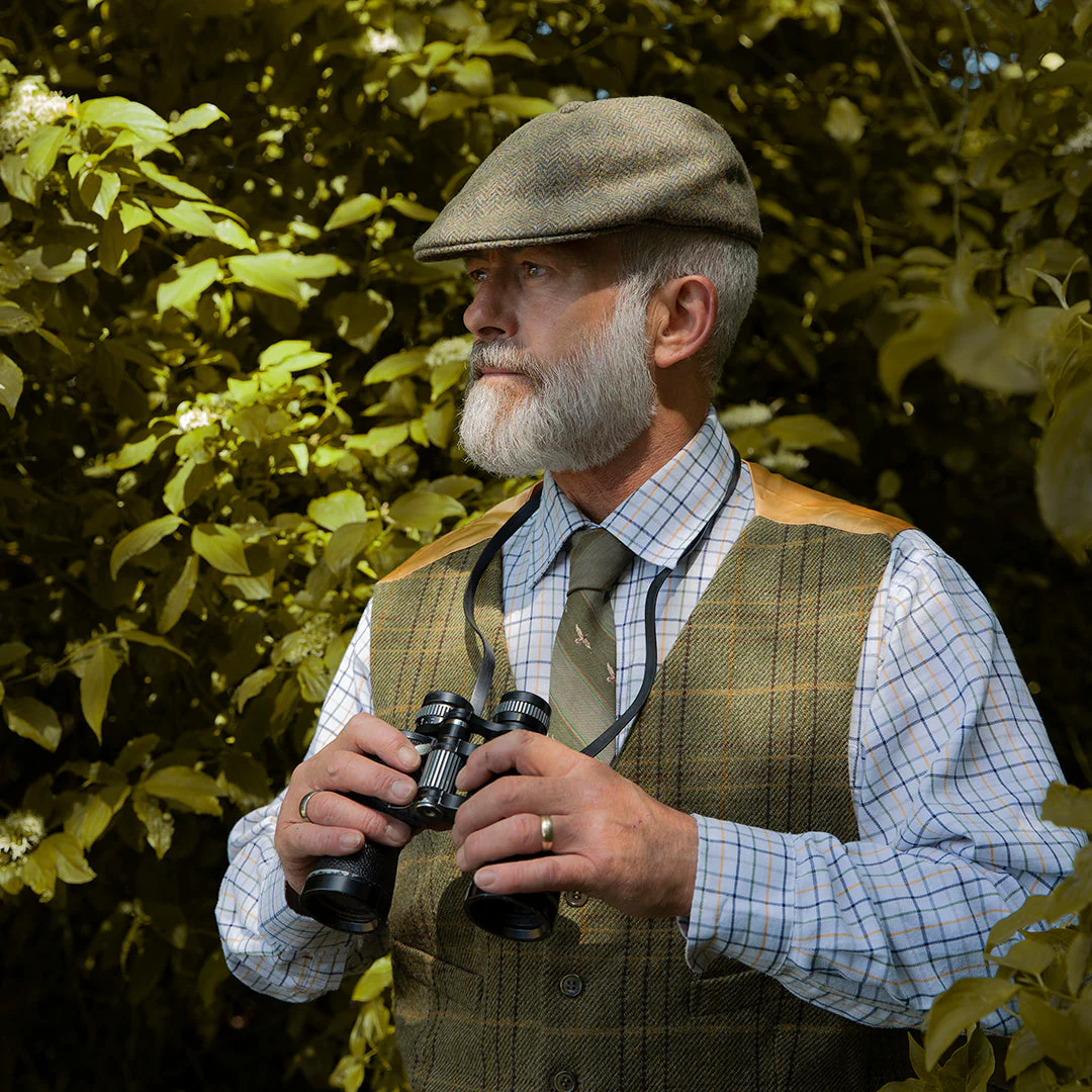 Men's Abraham Moon Herringbone Tweed Driver's Cap - Image 2