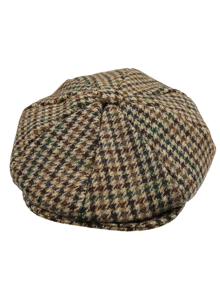 Men's Abraham Moon Tweed Dogtooth Check Newsboy Cap - Image 3