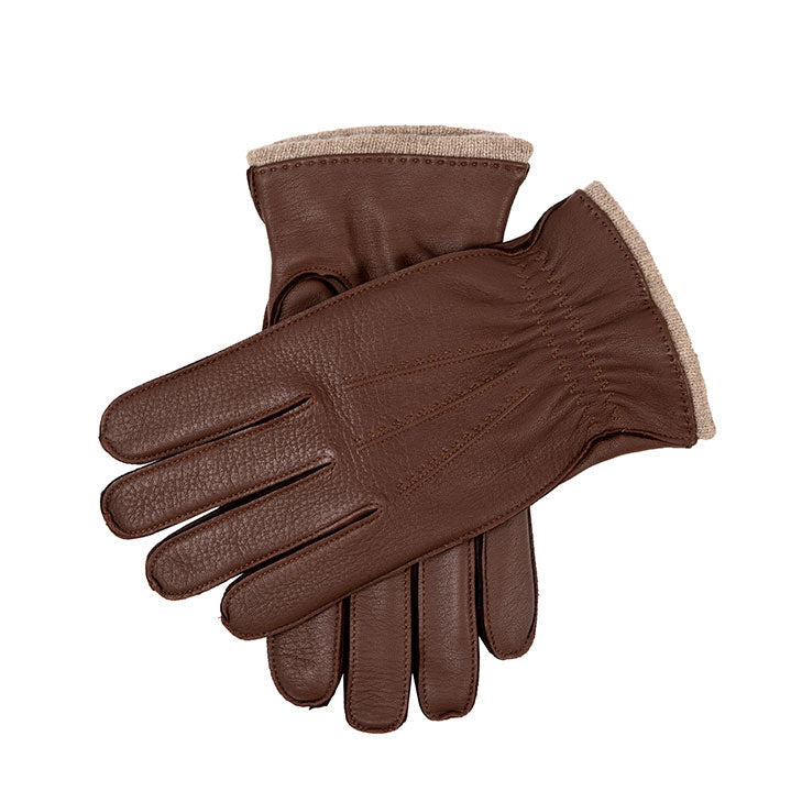 Men’s Three-Point Cashmere-Lined Deerskin Leather Gloves with Cashmere Cuffs - Image 3