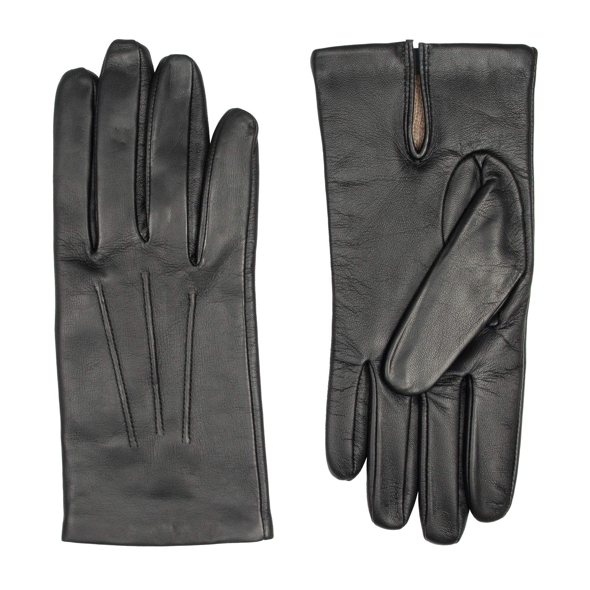 Men’s Touchscreen Three-Point Cashmere-Lined Leather Gloves - Image 4