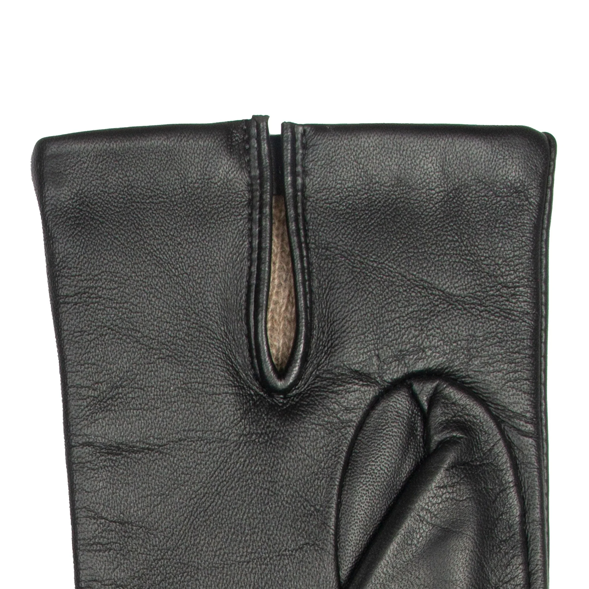 Men’s Touchscreen Three-Point Cashmere-Lined Leather Gloves - Image 8