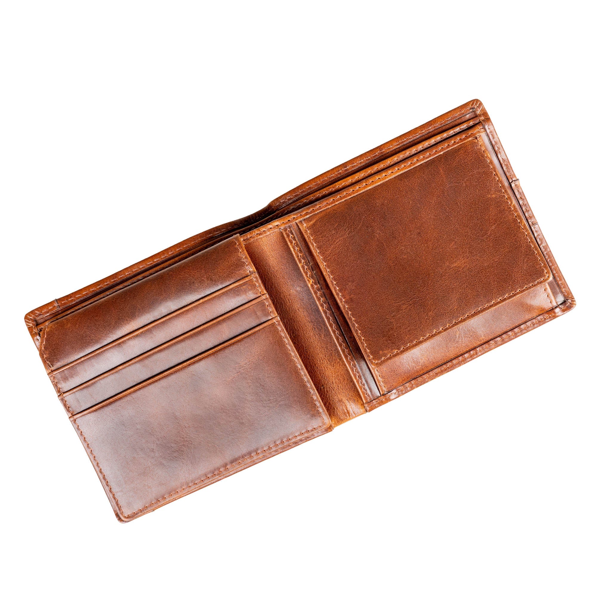 Men’s Distressed Leather Bifold Wallet with RFID Blocking and Box Coin Purse - Image 3