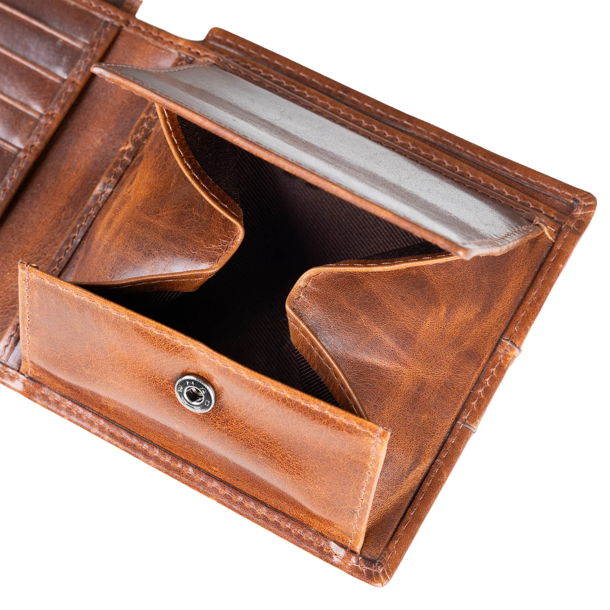 Men’s Distressed Leather Bifold Wallet with RFID Blocking and Box Coin Purse - Image 5