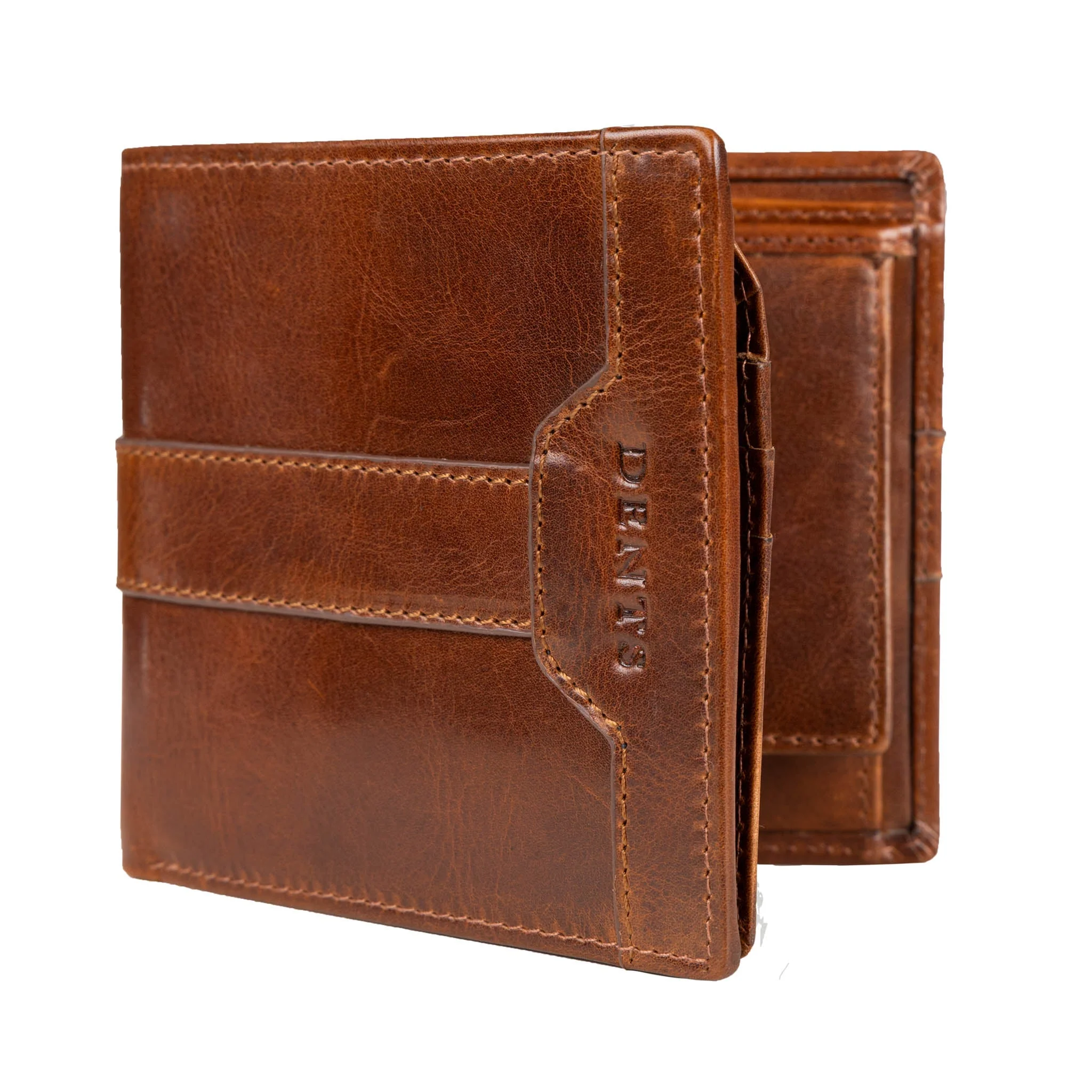 Men’s Distressed Leather Bifold Wallet with RFID Blocking and Box Coin Purse - Image 7