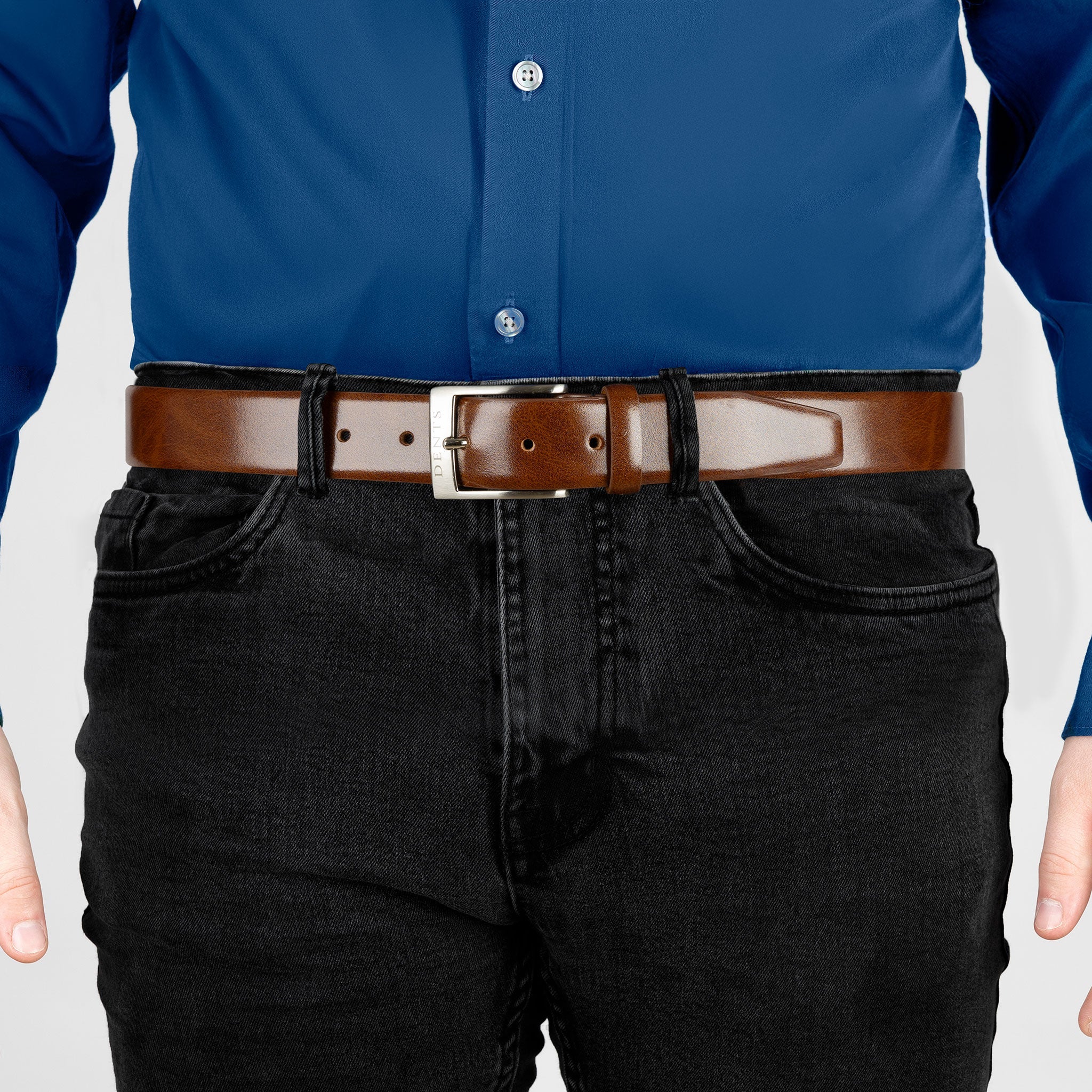 Men’s Heritage Lined Full-Grain Leather Belt with Satin Nickel Buckle - Image 3