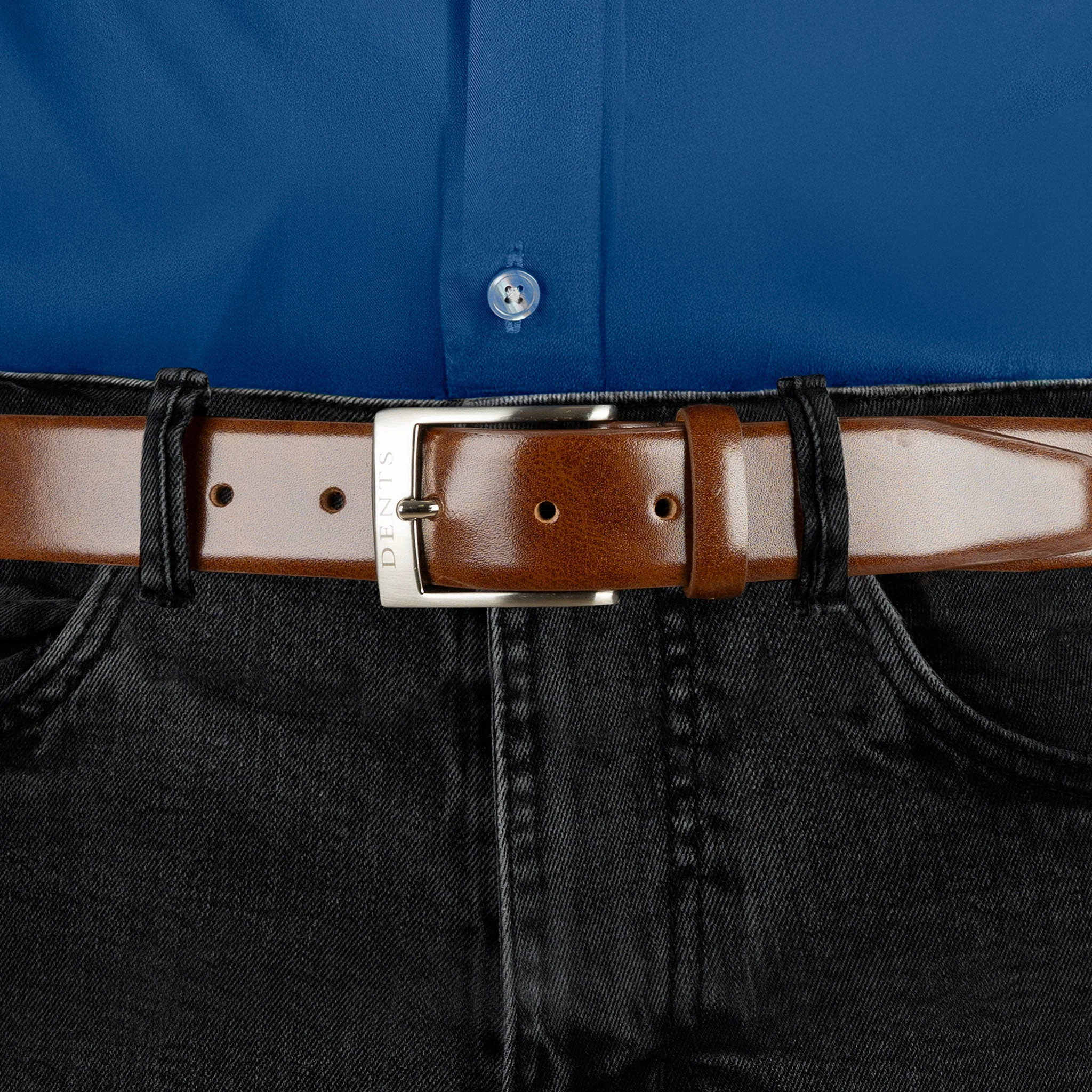Men’s Heritage Lined Full-Grain Leather Belt with Satin Nickel Buckle - Image 4