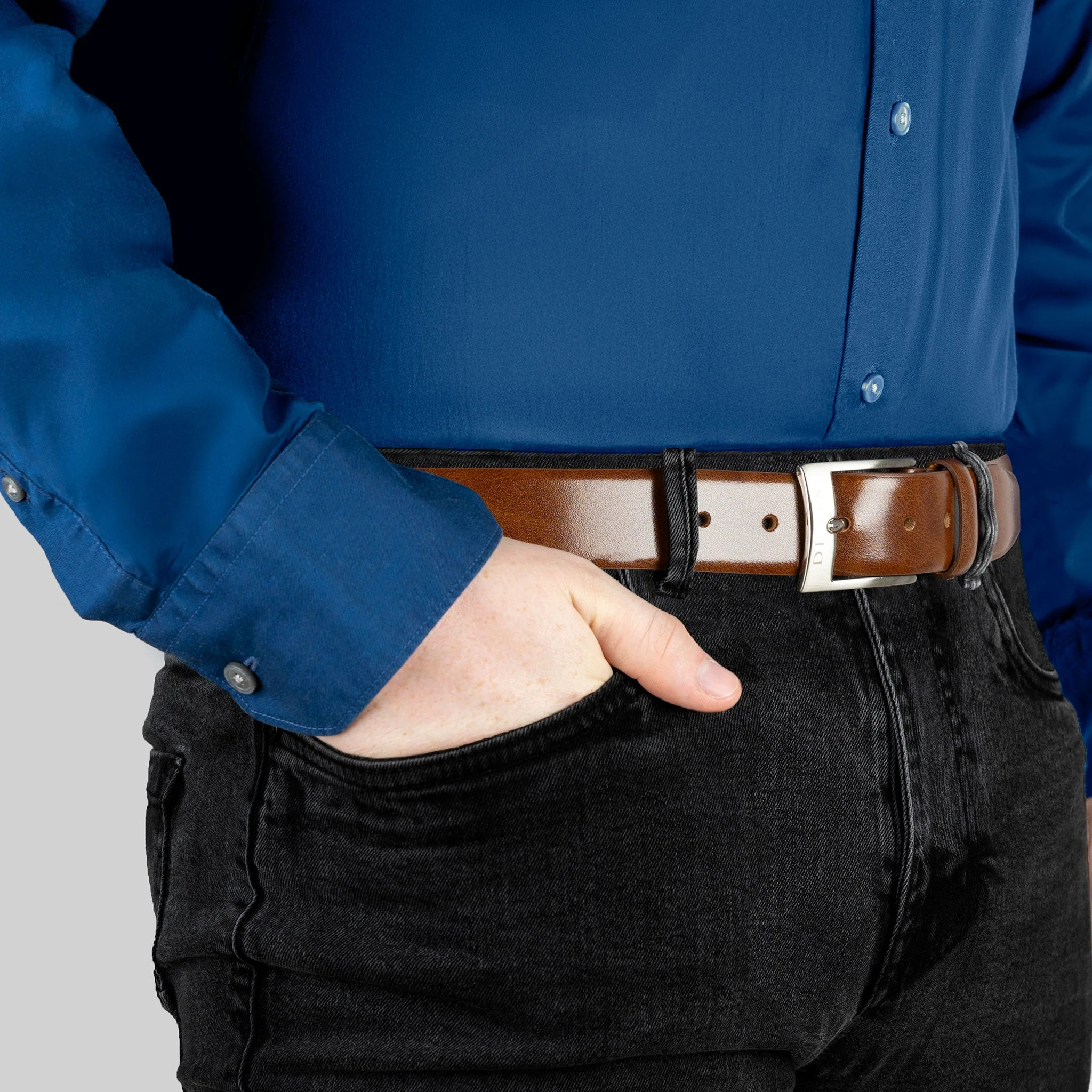 Men’s Heritage Lined Full-Grain Leather Belt with Satin Nickel Buckle - Image 5