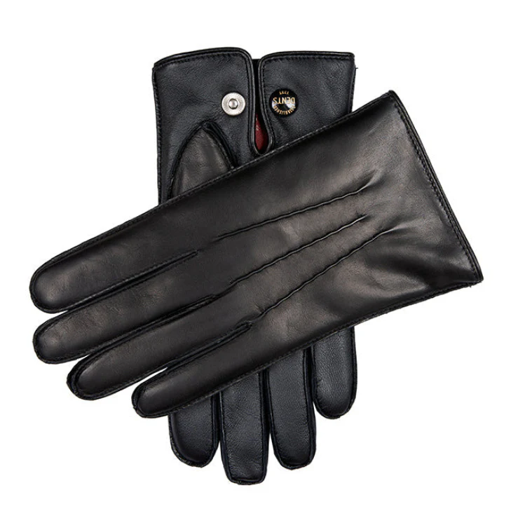 Men’s Heritage Touchscreen Three-Point Fur-Lined Leather Gloves