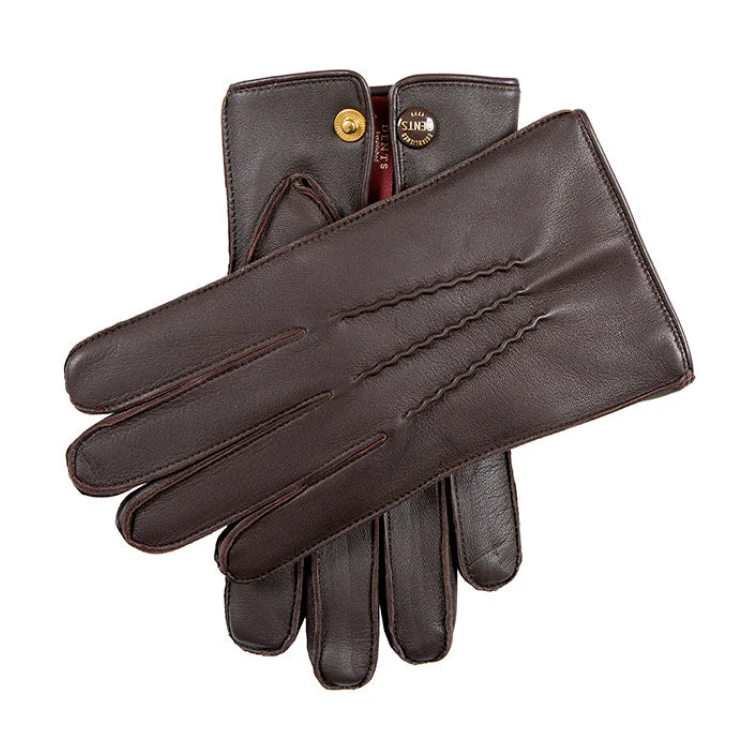 Men’s Heritage Touchscreen Three-Point Fur-Lined Leather Gloves - Image 3