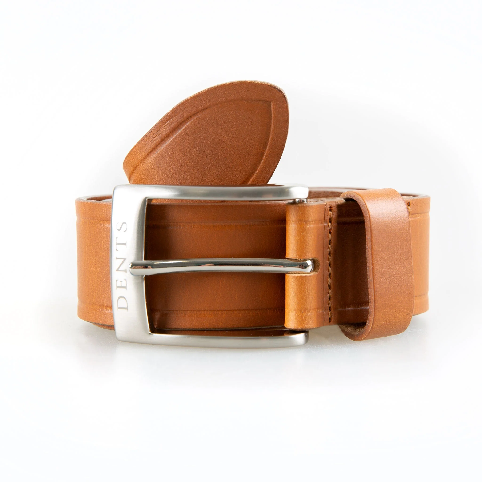Men’s Heritage Full-Grain Leather Belt with Satin Nickel Buckle and Embossed Edge - Image 3
