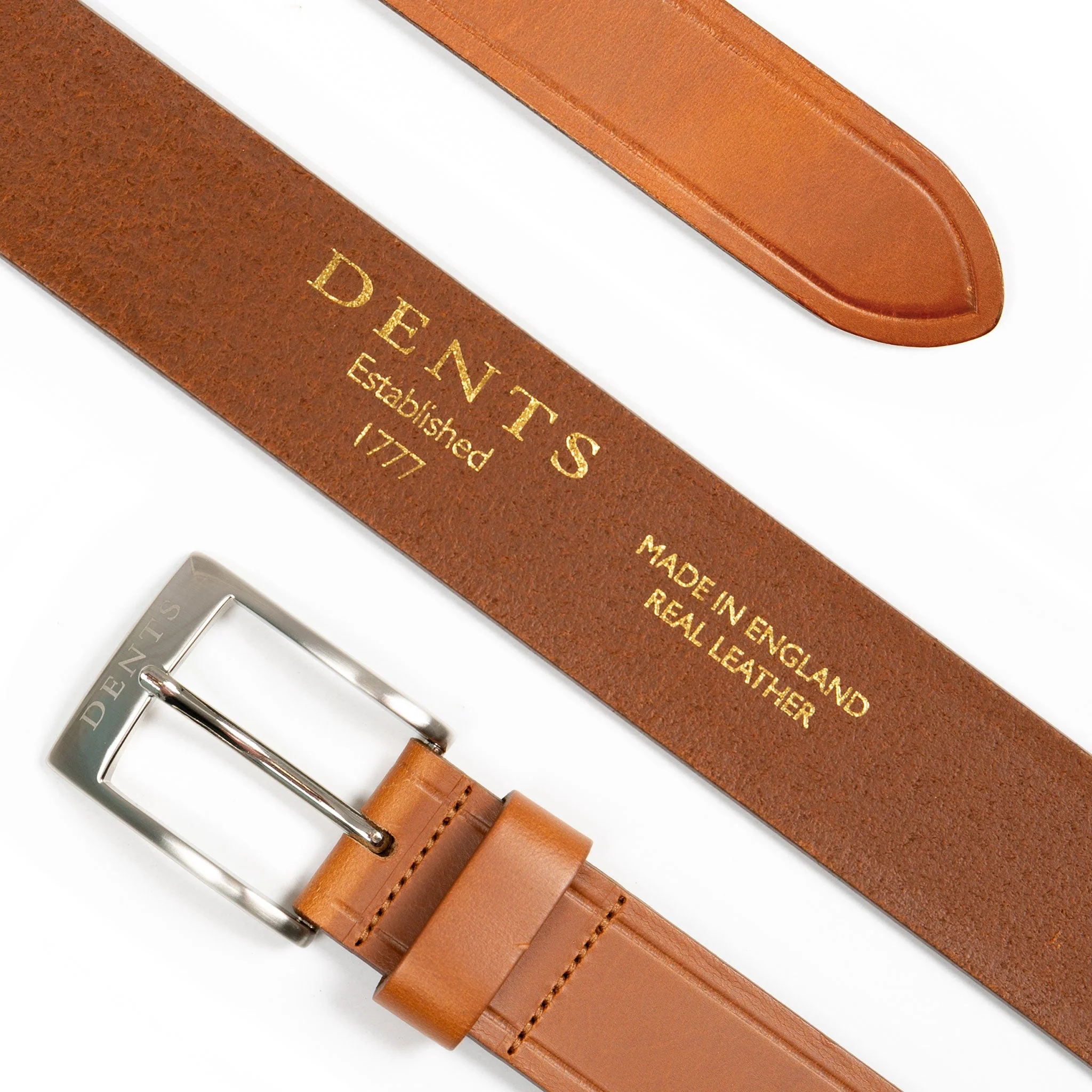 Men’s Heritage Full-Grain Leather Belt with Satin Nickel Buckle and Embossed Edge - Image 4