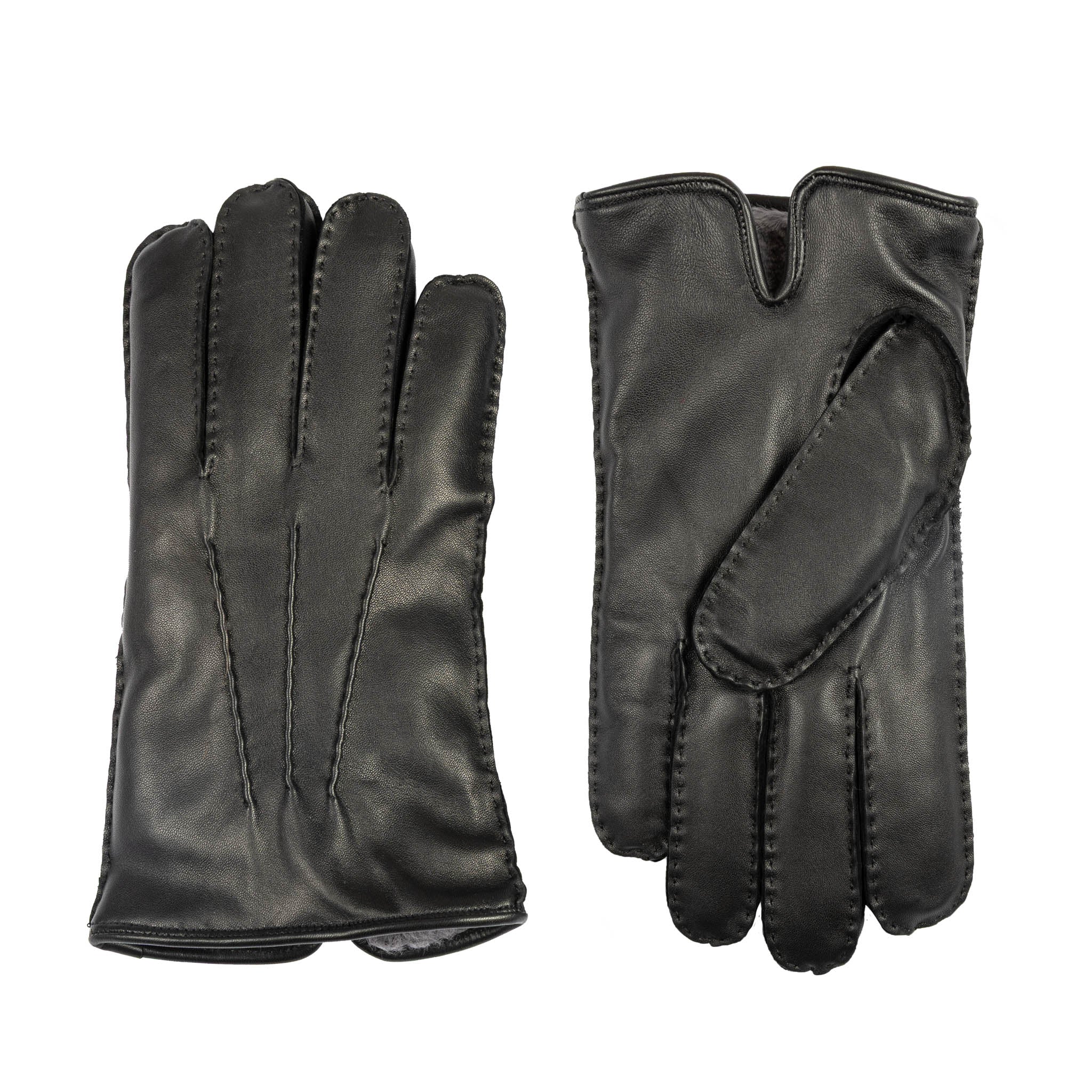 Men’s Heritage Touchscreen Handsewn Three-Point Fur-Lined Leather Gloves - Image 2