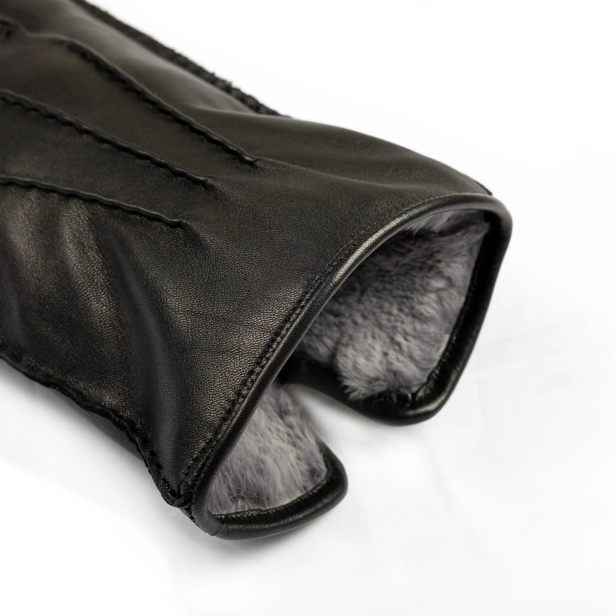 Men’s Heritage Touchscreen Handsewn Three-Point Fur-Lined Leather Gloves - Image 9