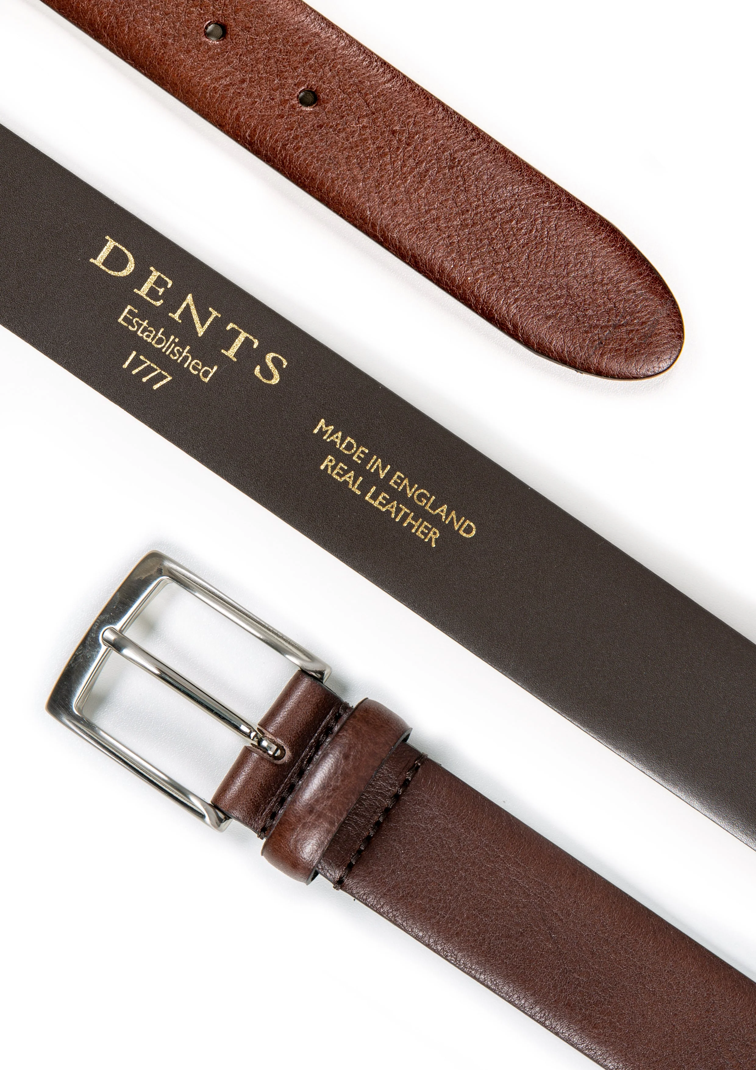 Men’s Heritage Full-Grain Leather Belt with Satin Nickel Buckle and Pebble Grain Texture - Image 2