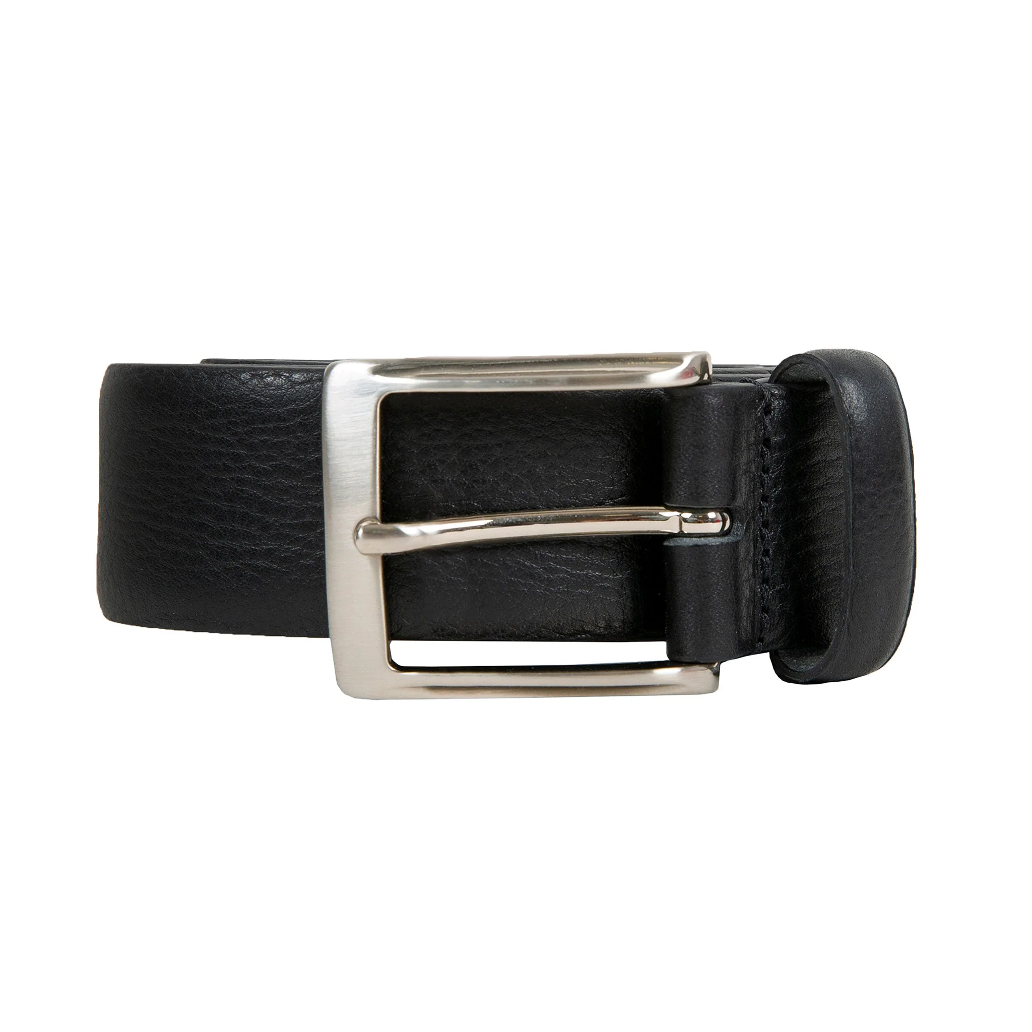 Men’s Heritage Full-Grain Leather Belt with Satin Nickel Buckle and Pebble Grain Texture - Image 3
