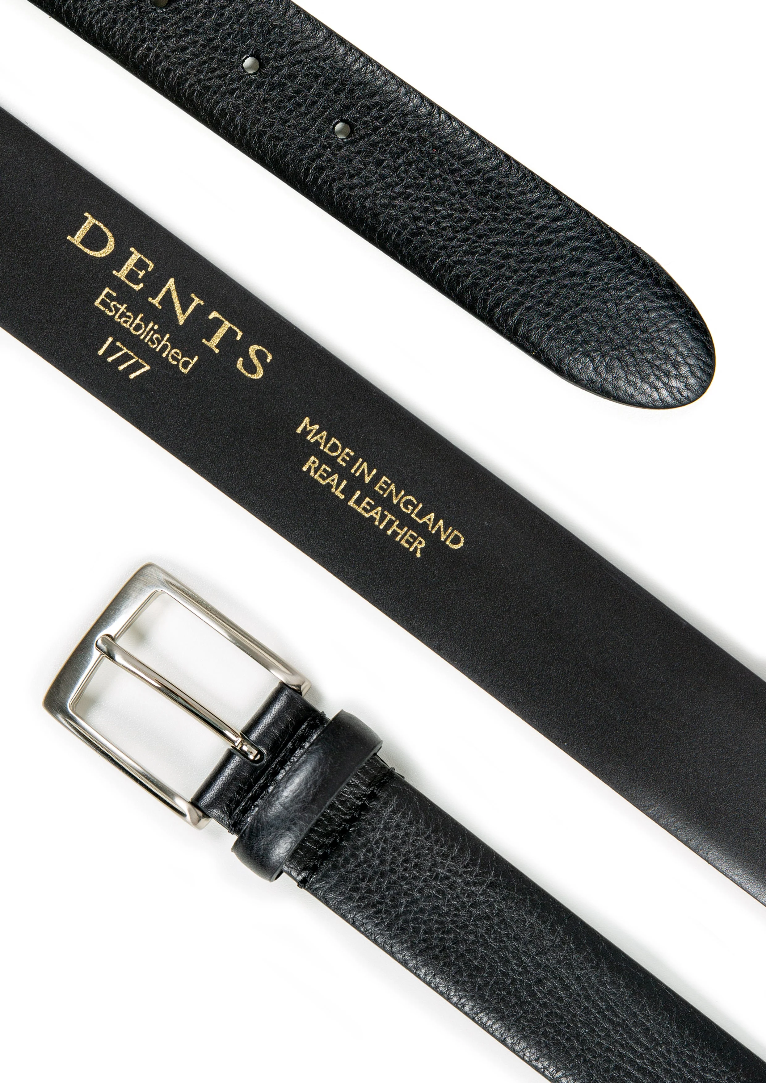 Men’s Heritage Full-Grain Leather Belt with Satin Nickel Buckle and Pebble Grain Texture - Image 4