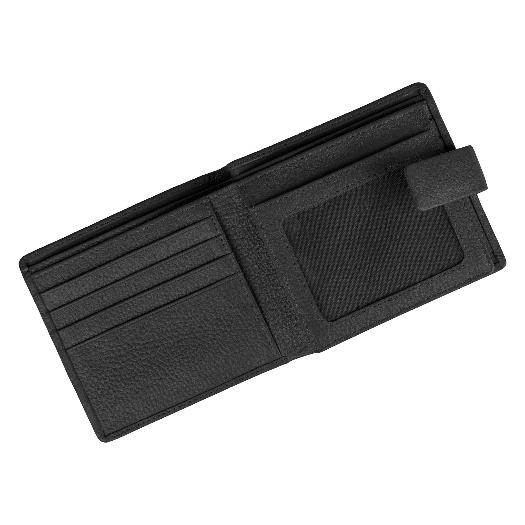 Men’s Pebble Grain Leather Passcase Wallet with RFID Blocking and Flip-up Window - Image 3