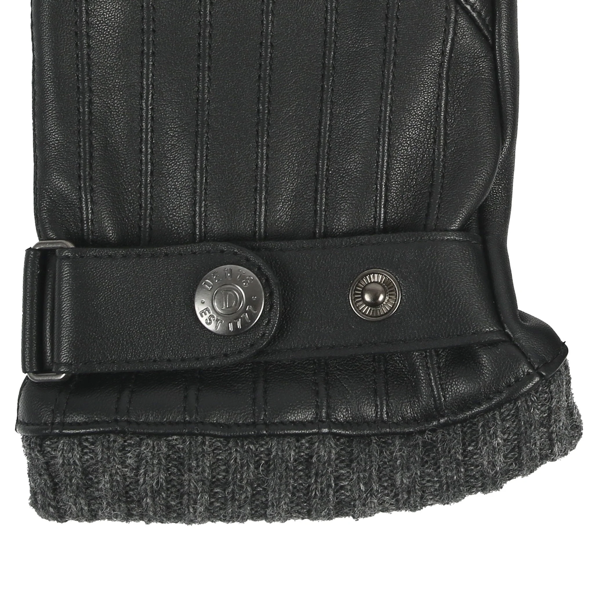 Men’s Touchscreen Wool Blend-Lined Leather Gloves with Vertical Stitch Design and Knitted Cuffs - Image 6