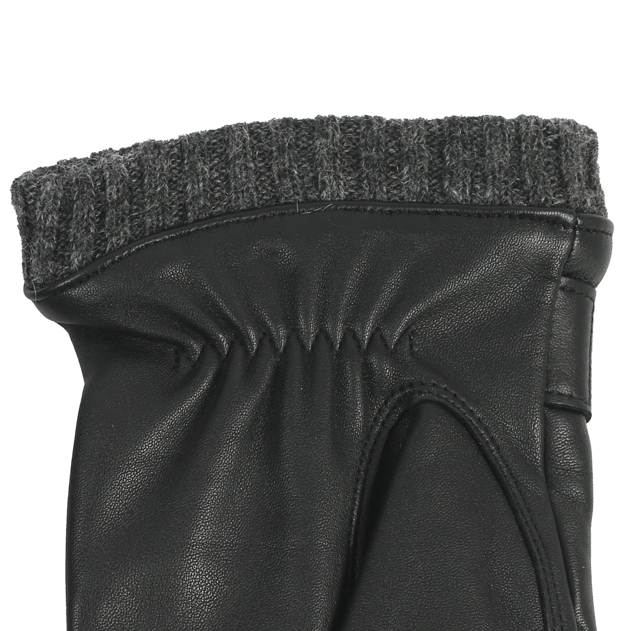 Men’s Touchscreen Wool Blend-Lined Leather Gloves with Vertical Stitch Design and Knitted Cuffs - Image 8