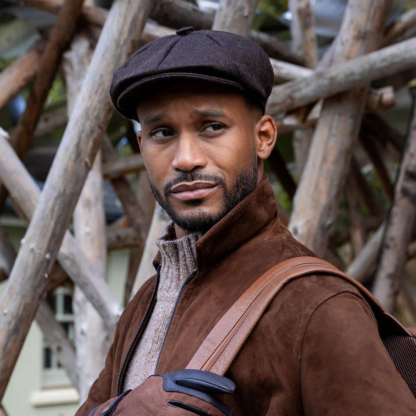 Men's Abraham Moon Plain Tweed Newsboy Cap - Image 5