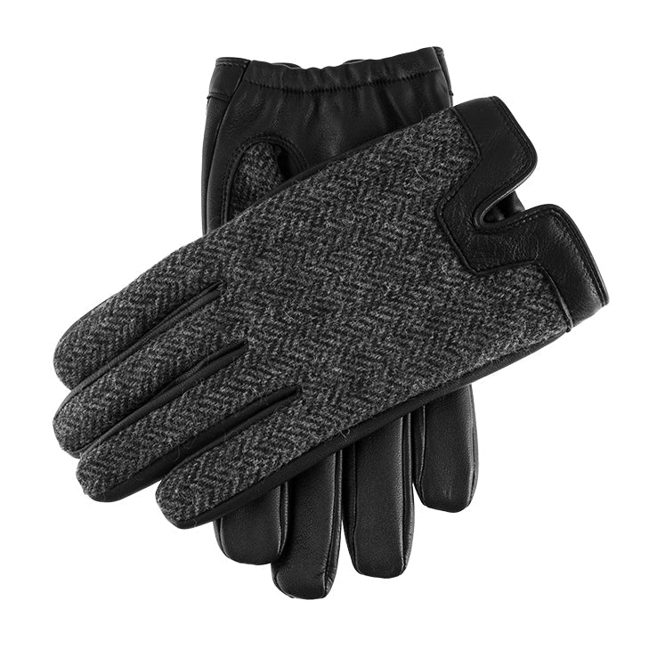 Men's Heritage Cashmere-Lined Abraham Moon Herringbone Tweed and Leather Gloves - Image 2