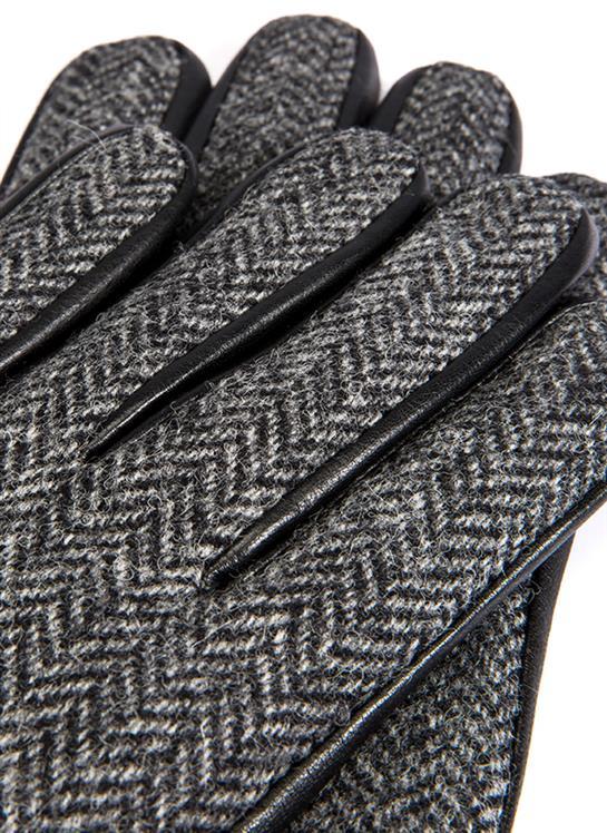 Men's Heritage Cashmere-Lined Abraham Moon Herringbone Tweed and Leather Gloves - Image 3