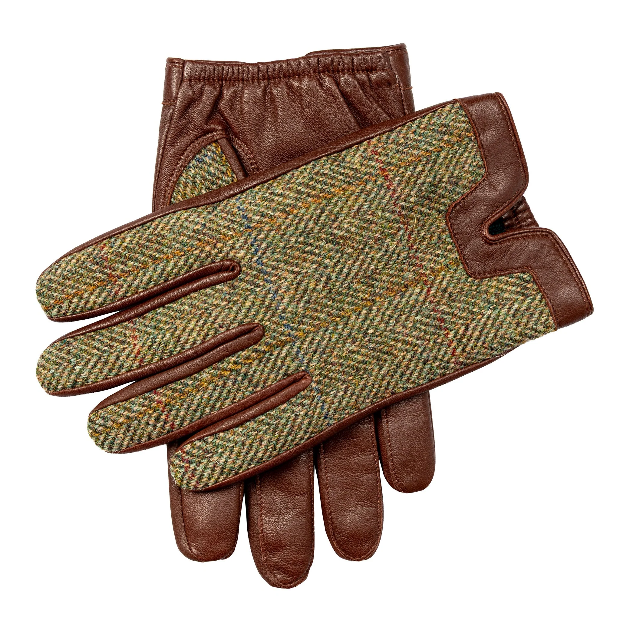 Men's Heritage Cashmere-Lined Abraham Moon Herringbone Tweed and Leather Gloves - Image 8