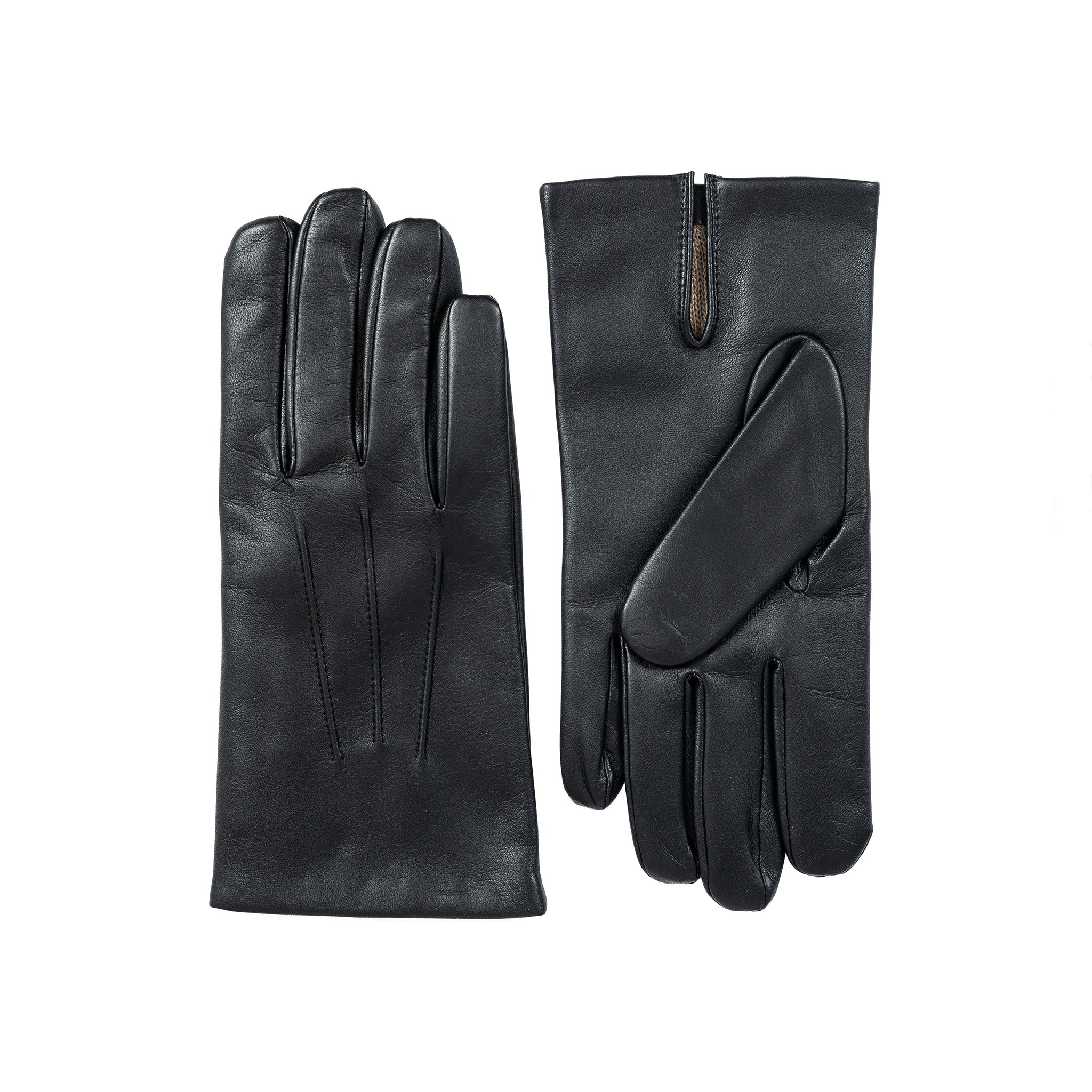 Men's Three-Point Cashmere-Lined Leather Gloves - Image 3