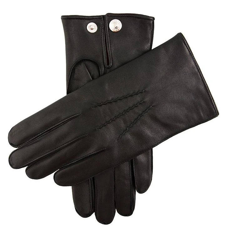 Men's Three-Point Red Cashmere-Lined Leather Gloves - Image 5