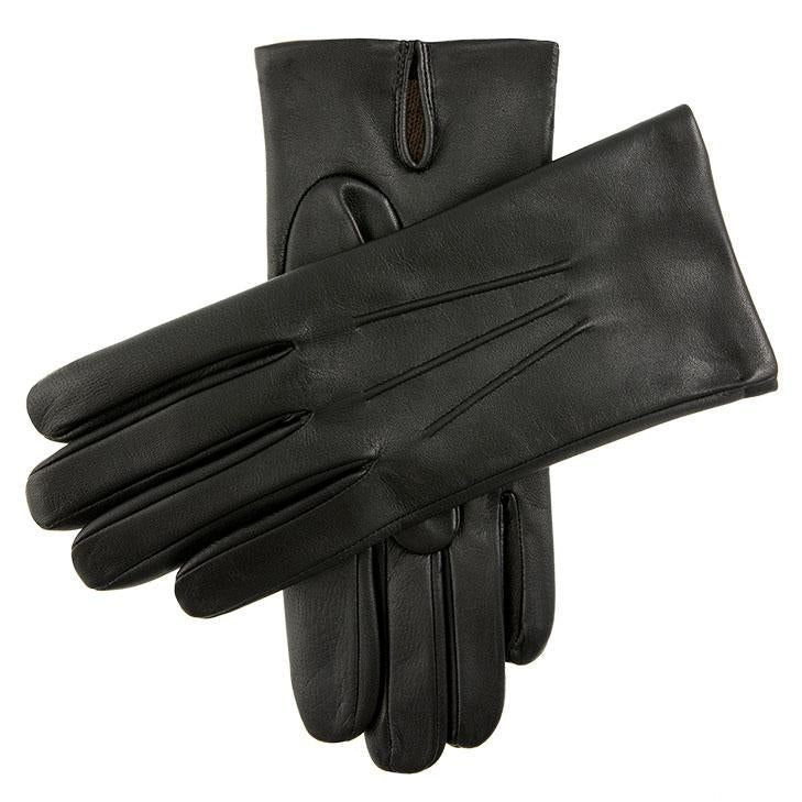 Men's Three-Point Cashmere-Lined Shorter-Finger Leather Gloves