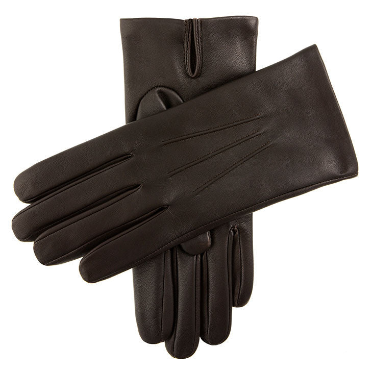 Men's Three-Point Cashmere-Lined Shorter-Finger Leather Gloves - Image 3