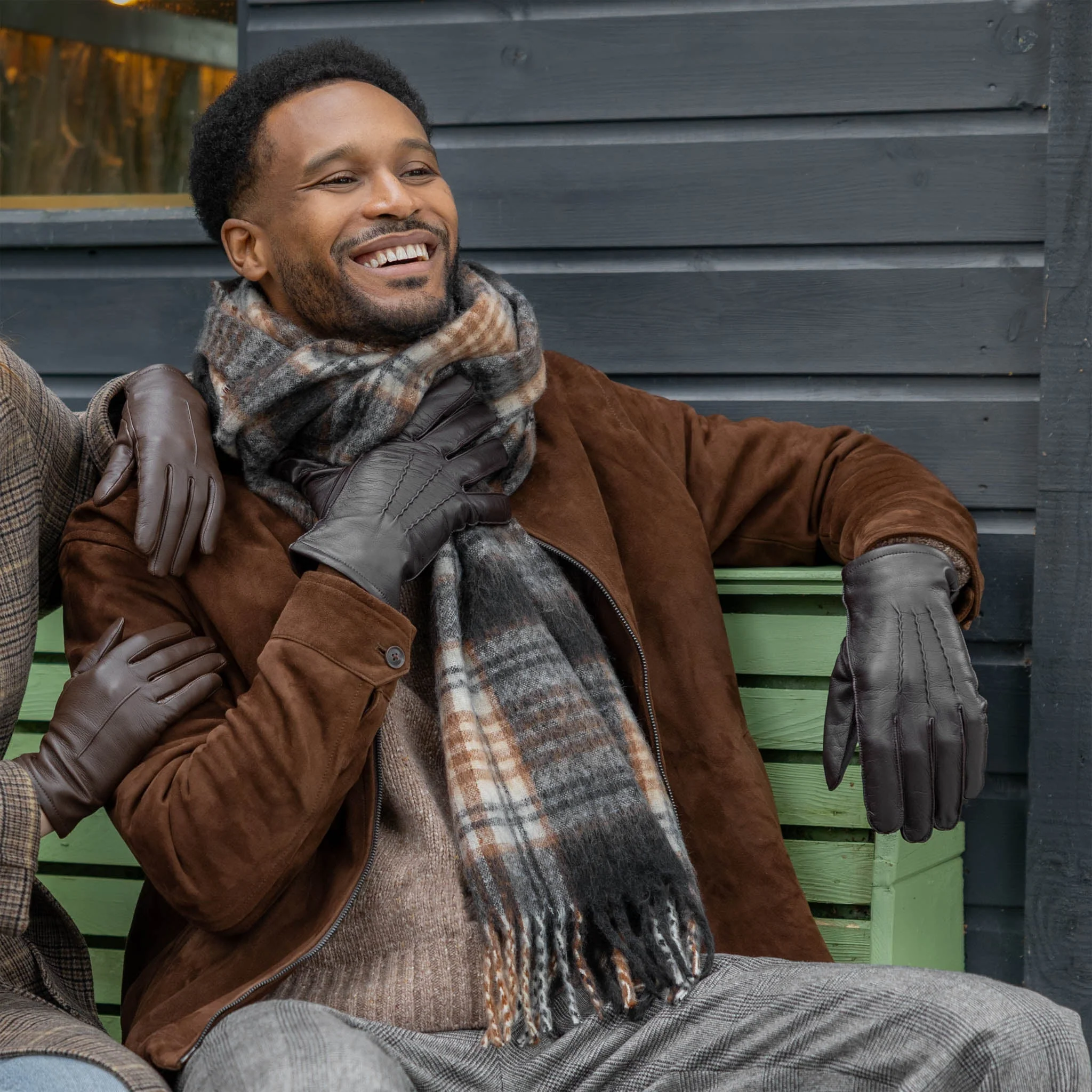 Men's Three-Point Lined Leather Gloves - Image 3