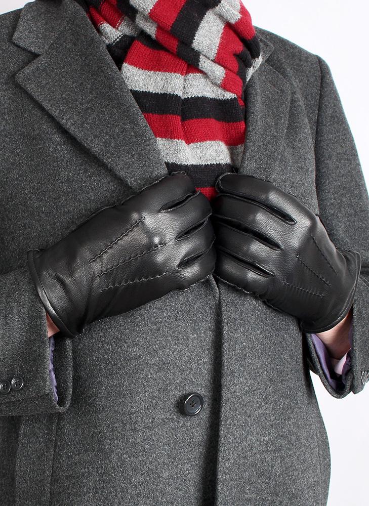 Men's Three-Point Lined Leather Gloves - Image 5
