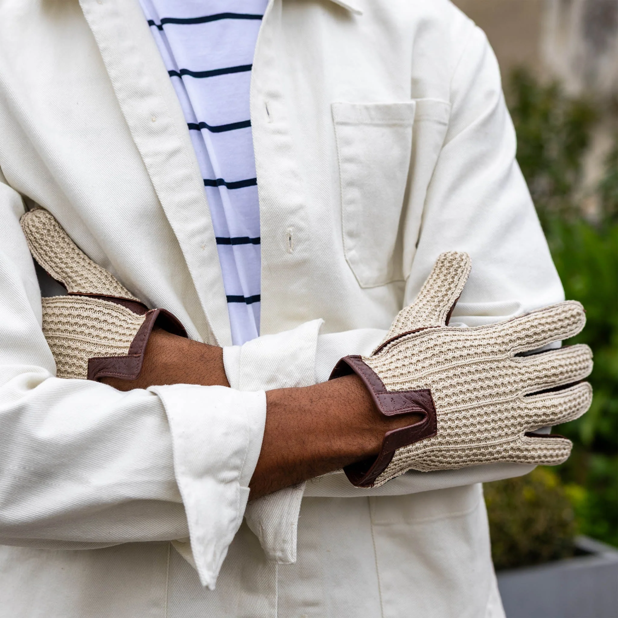 Men’s Crochet-Back Imitation Peccary Leather Driving Gloves - Image 14