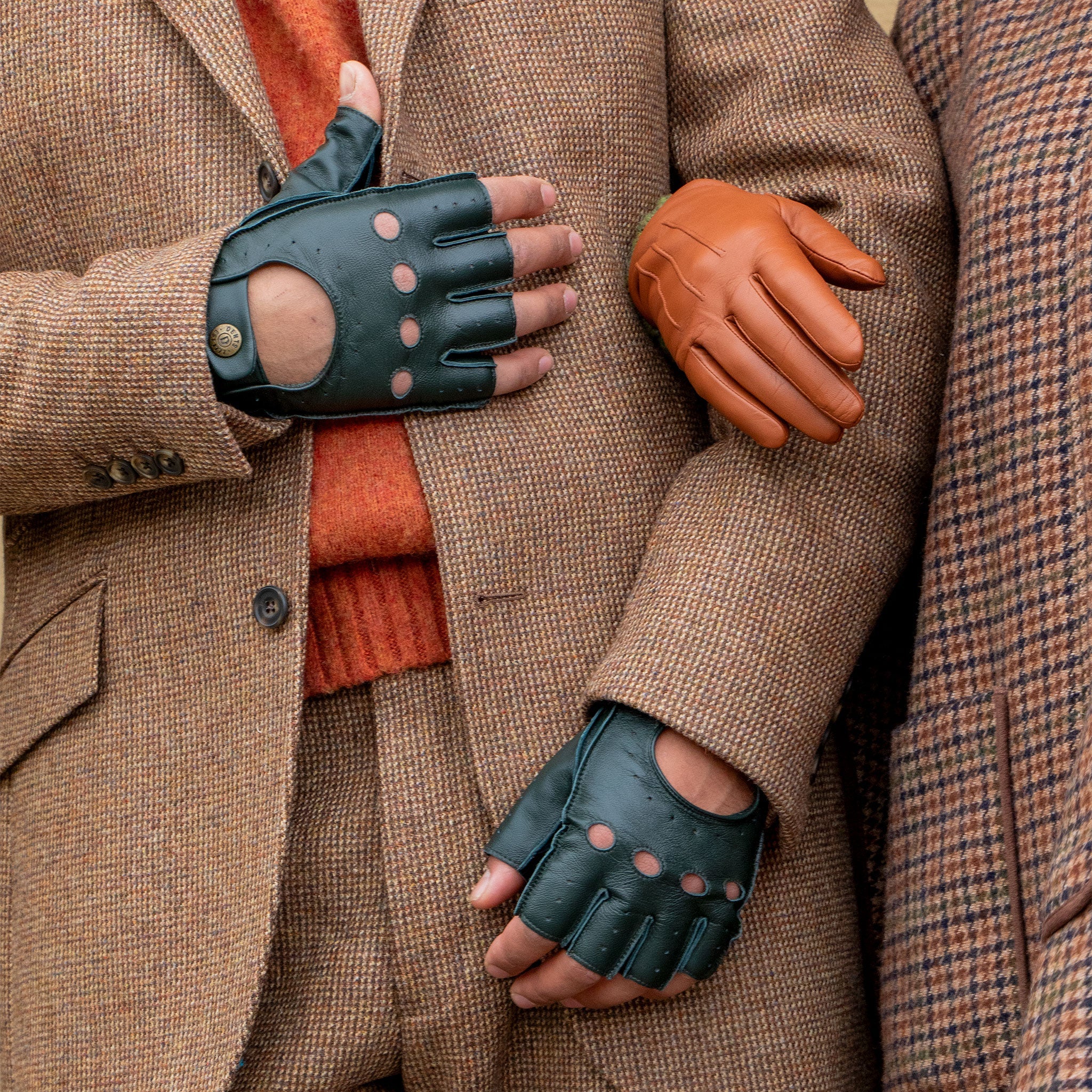 Men's Fingerless Leather Driving Gloves - Image 17