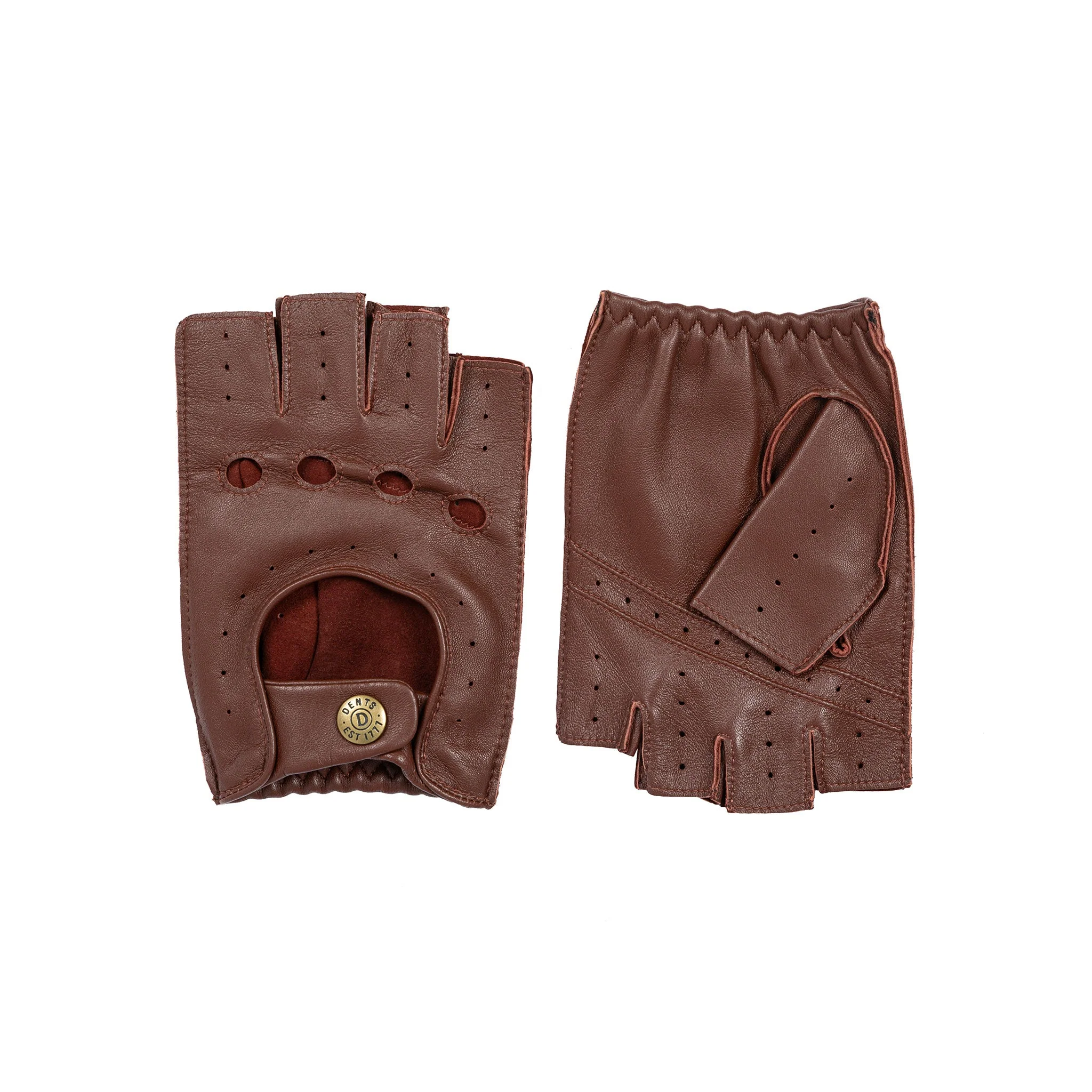 Men's Fingerless Leather Driving Gloves - Image 31