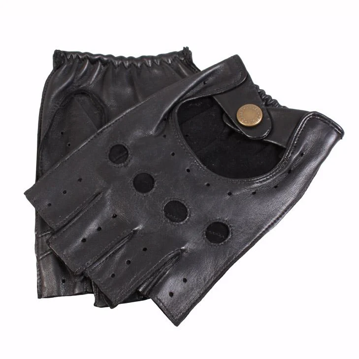 Men's Fingerless Leather Driving Gloves - Image 39