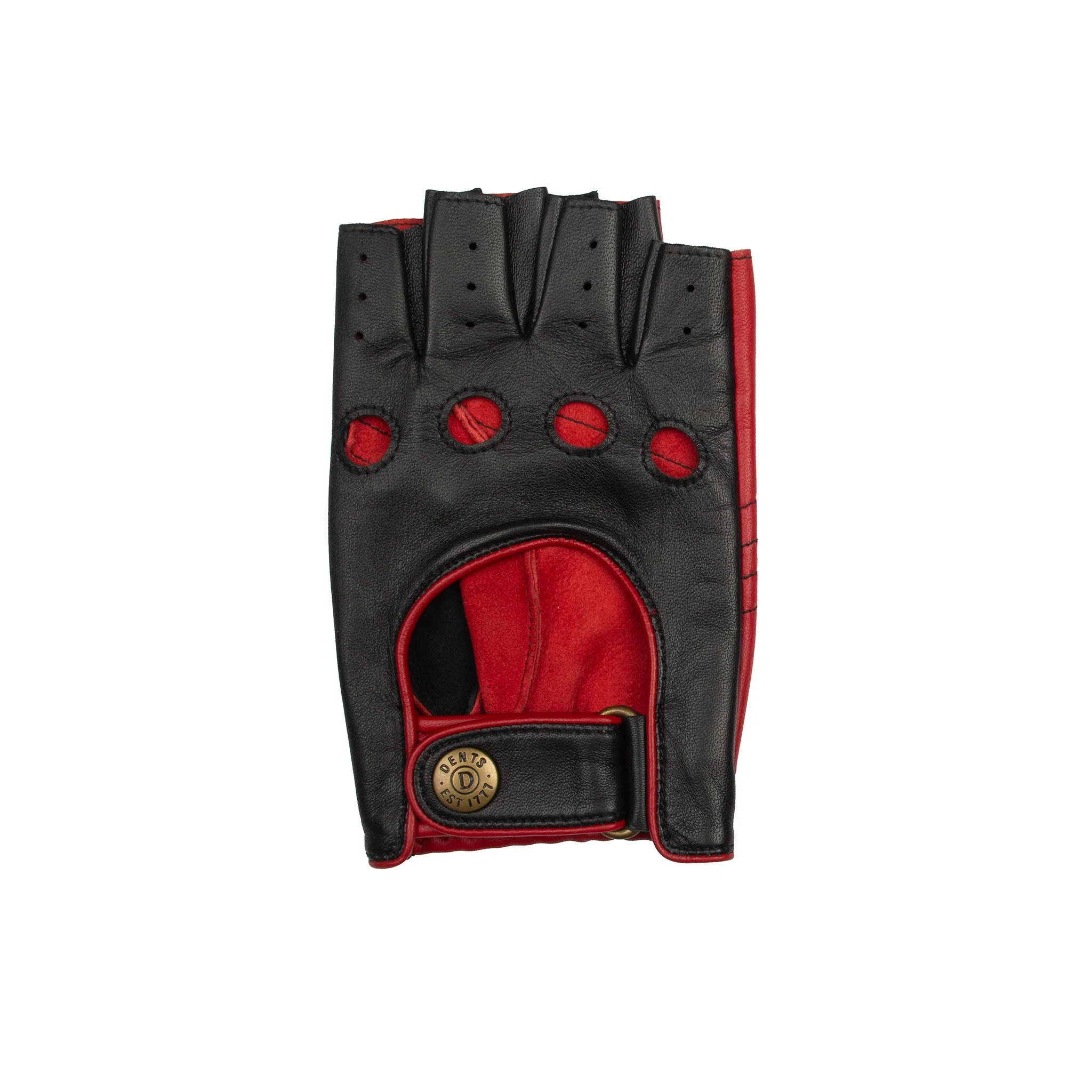 Men's Fingerless Water-Resistant Two-Colour Leather Driving Gloves - Image 15