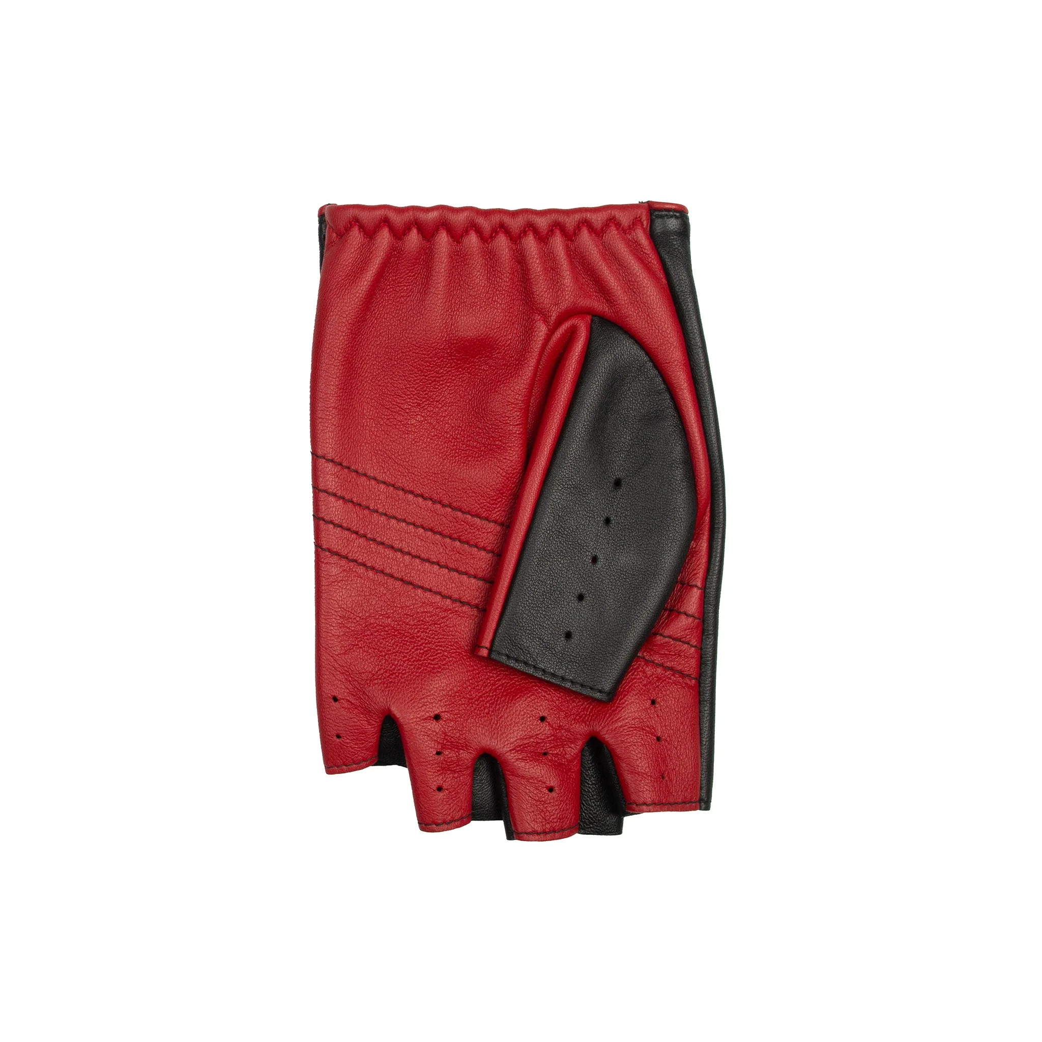 Men's Fingerless Water-Resistant Two-Colour Leather Driving Gloves - Image 17