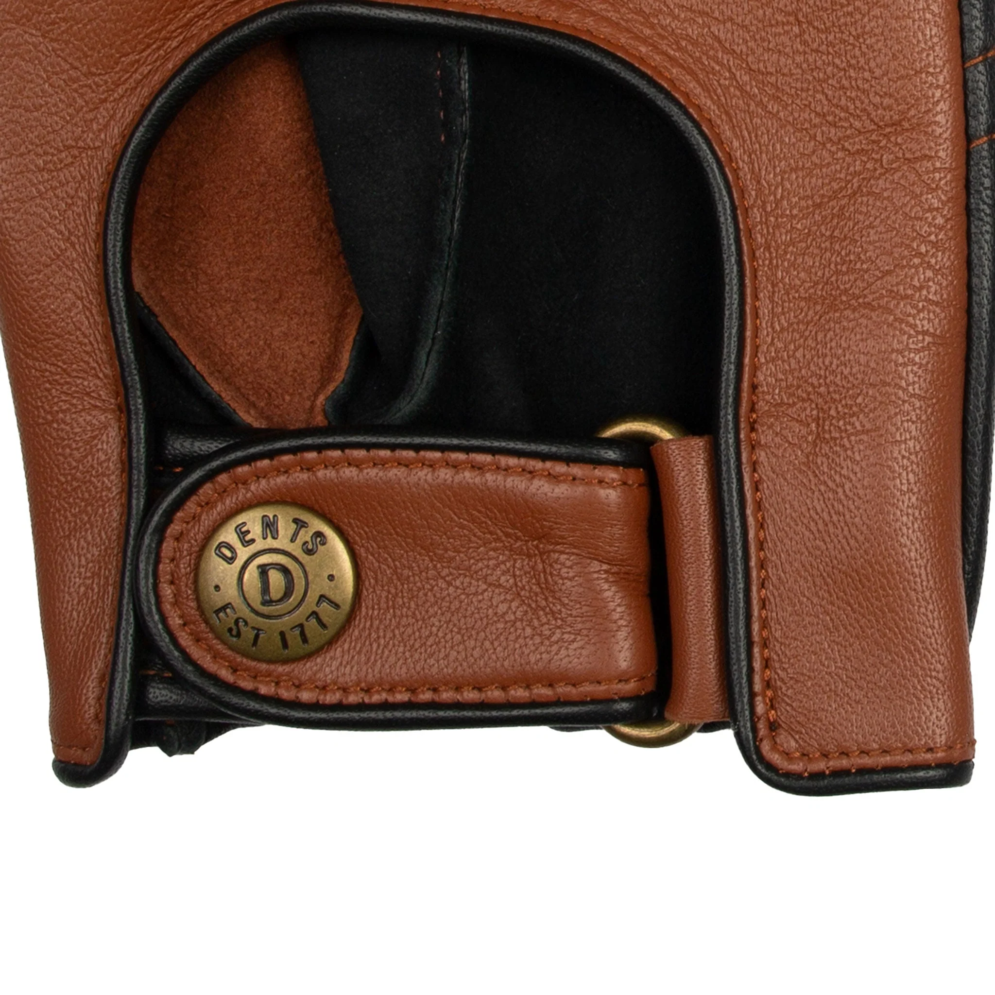 Men's Fingerless Water-Resistant Two-Colour Leather Driving Gloves - Image 6