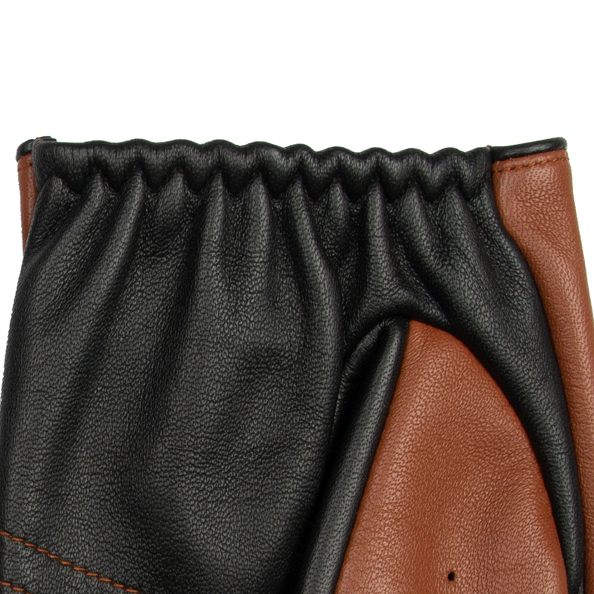 Men's Fingerless Water-Resistant Two-Colour Leather Driving Gloves - Image 8