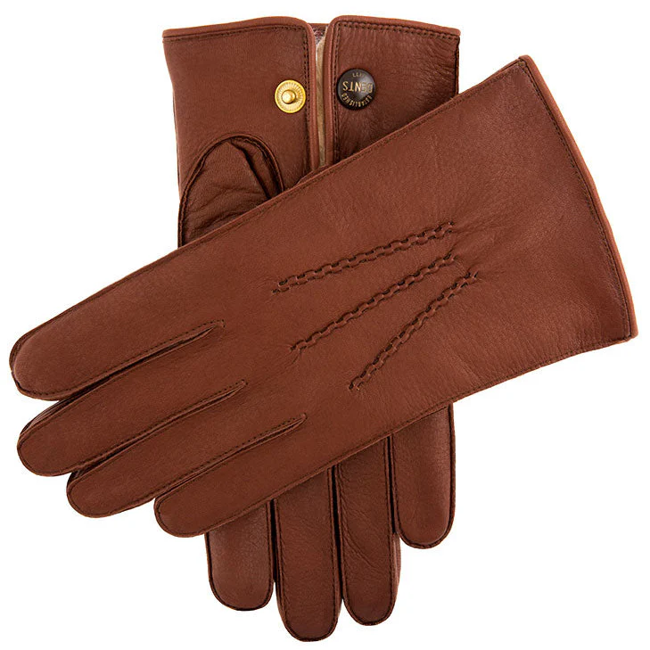 Men's Heritage Three-Point Fur-Lined Deerskin Leather Gloves - Image 4