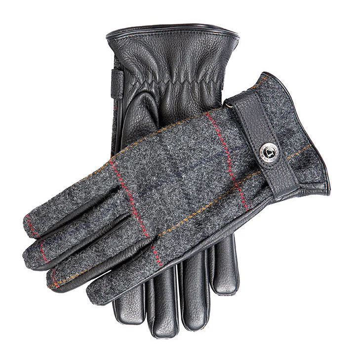 Men's Heritage Cashmere-Lined Abraham Moon Tweed and Deerskin Leather Gloves - Image 2