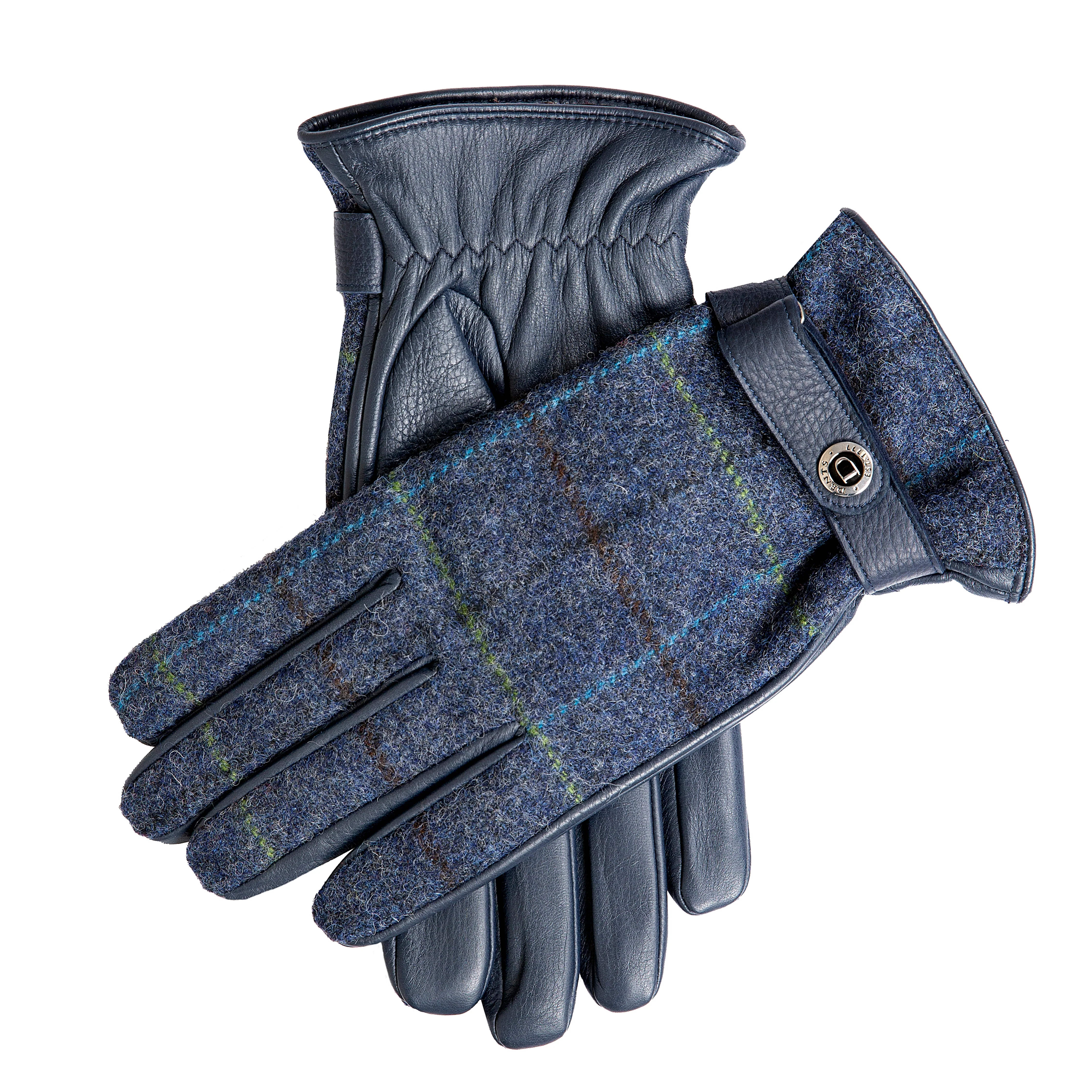 Men's Heritage Cashmere-Lined Abraham Moon Tweed and Deerskin Leather Gloves - Image 3
