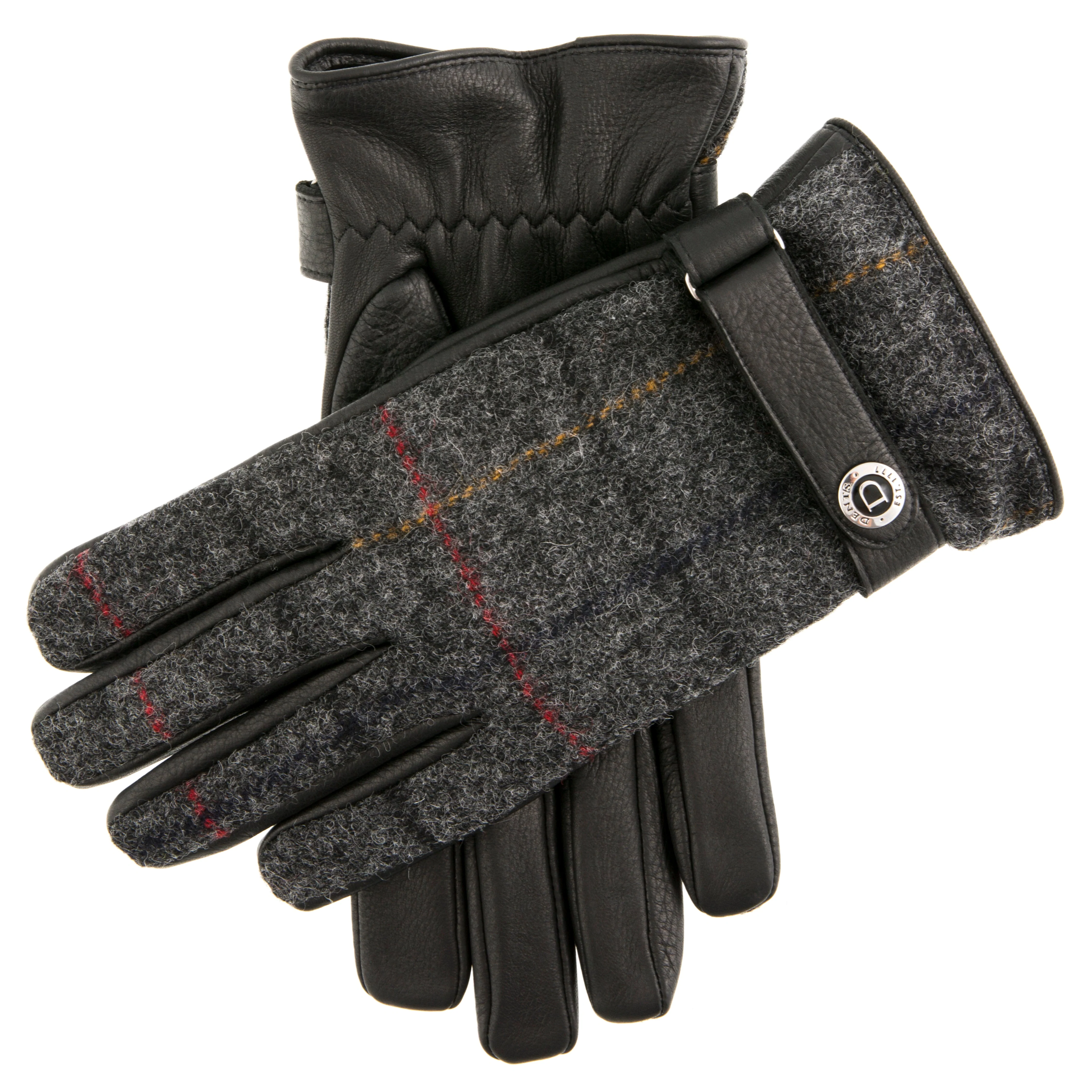 Men's Heritage Cashmere-Lined Abraham Moon Tweed and Deerskin Leather Gloves - Image 4