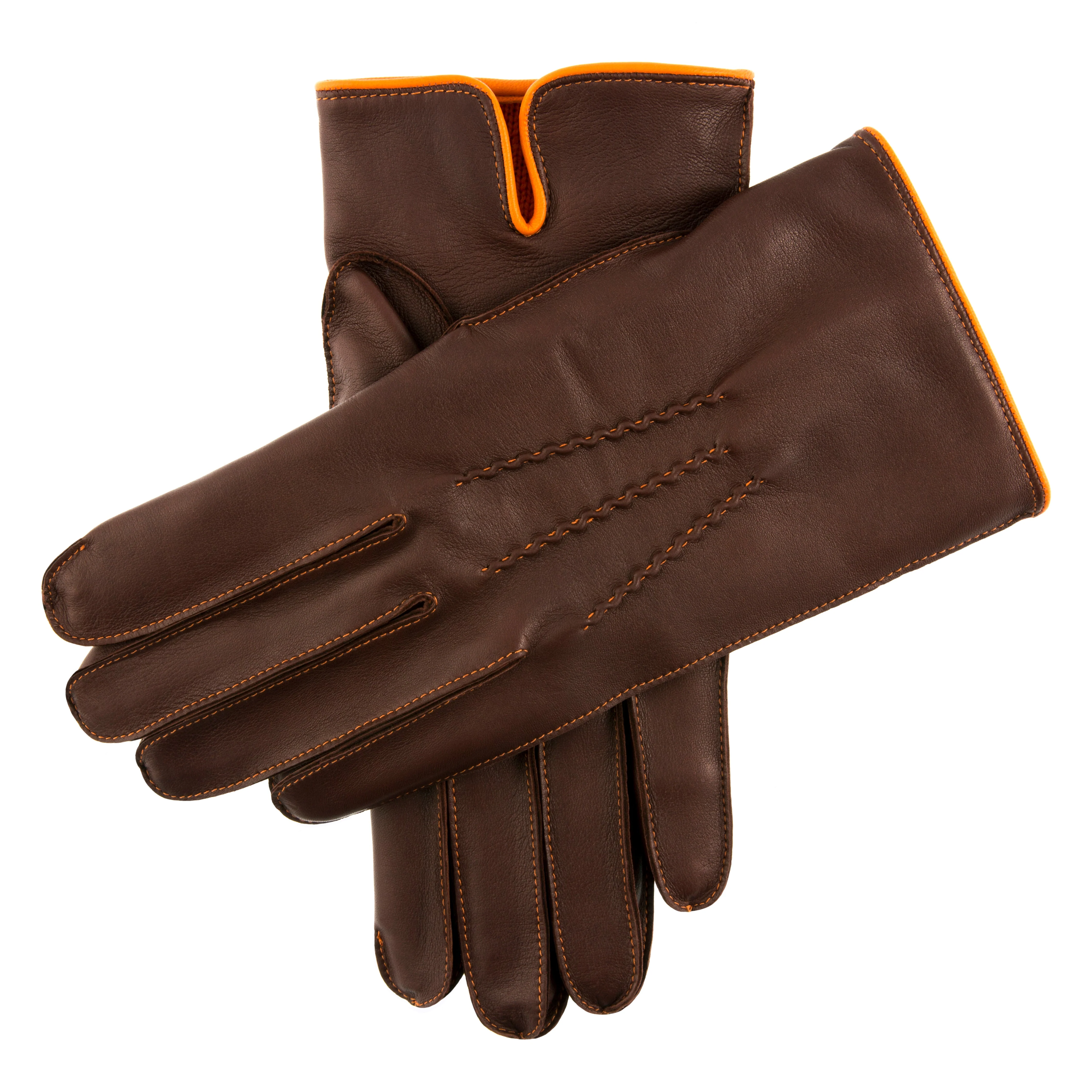 Men's Heritage Three-Point Cashmere-Lined Leather Gloves with Colour Contrast Details - Image 4