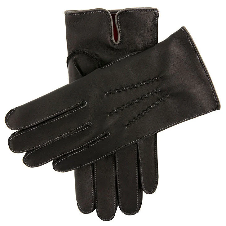 Men's Heritage Three-Point Cashmere-Lined Leather Gloves with Colour Contrast Details - Image 6